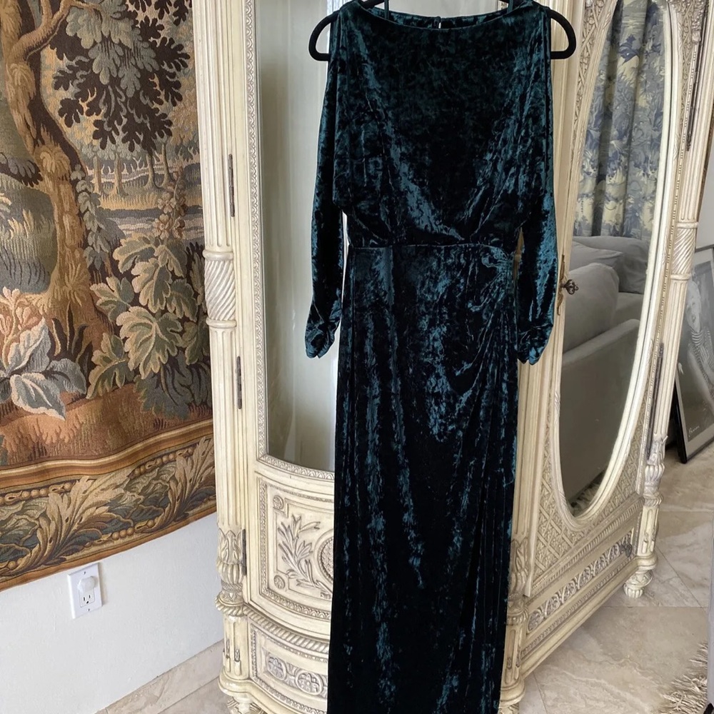 Ralph Lauren Emerald Velvet Evening  Gown!  size 12 Dolman-Bodice Maxi Dress